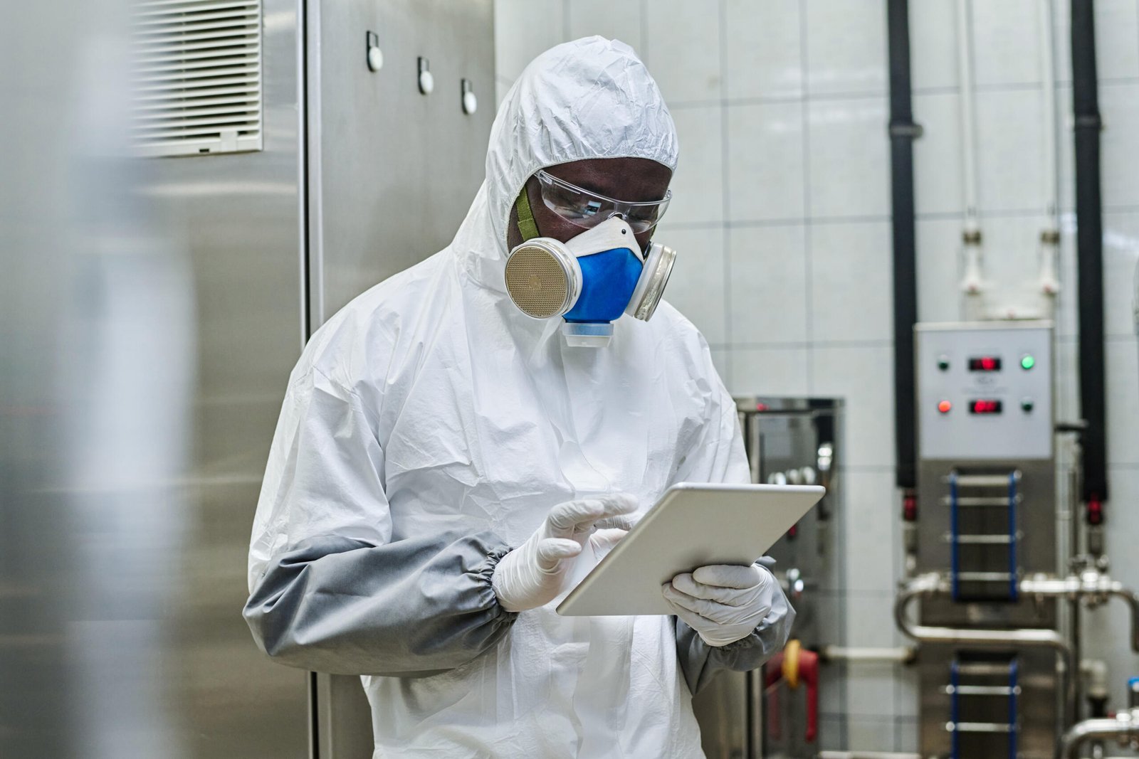 engineer working in harmful production